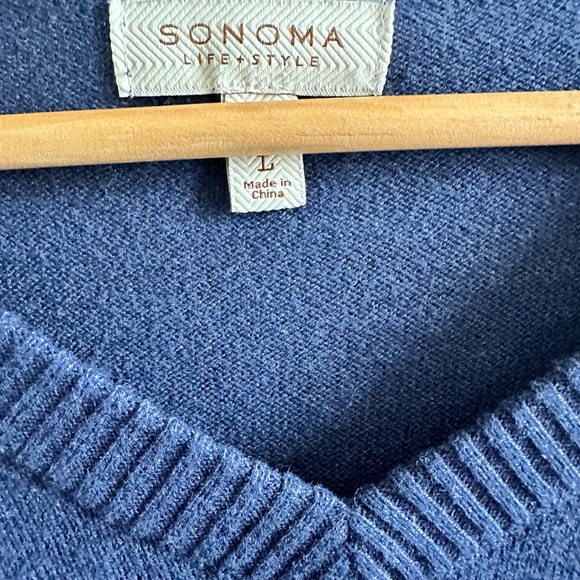 Sonoma Mens V-neck blue sweater size L - Picture 3 of 3